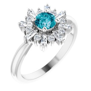 Platinum Natural London Blue Topaz & 3/8 CTW Natural Diamond Ring